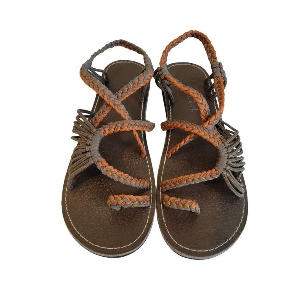 8 Plaka Palm Leaf Summer Sandals Orange Brown Womensgo